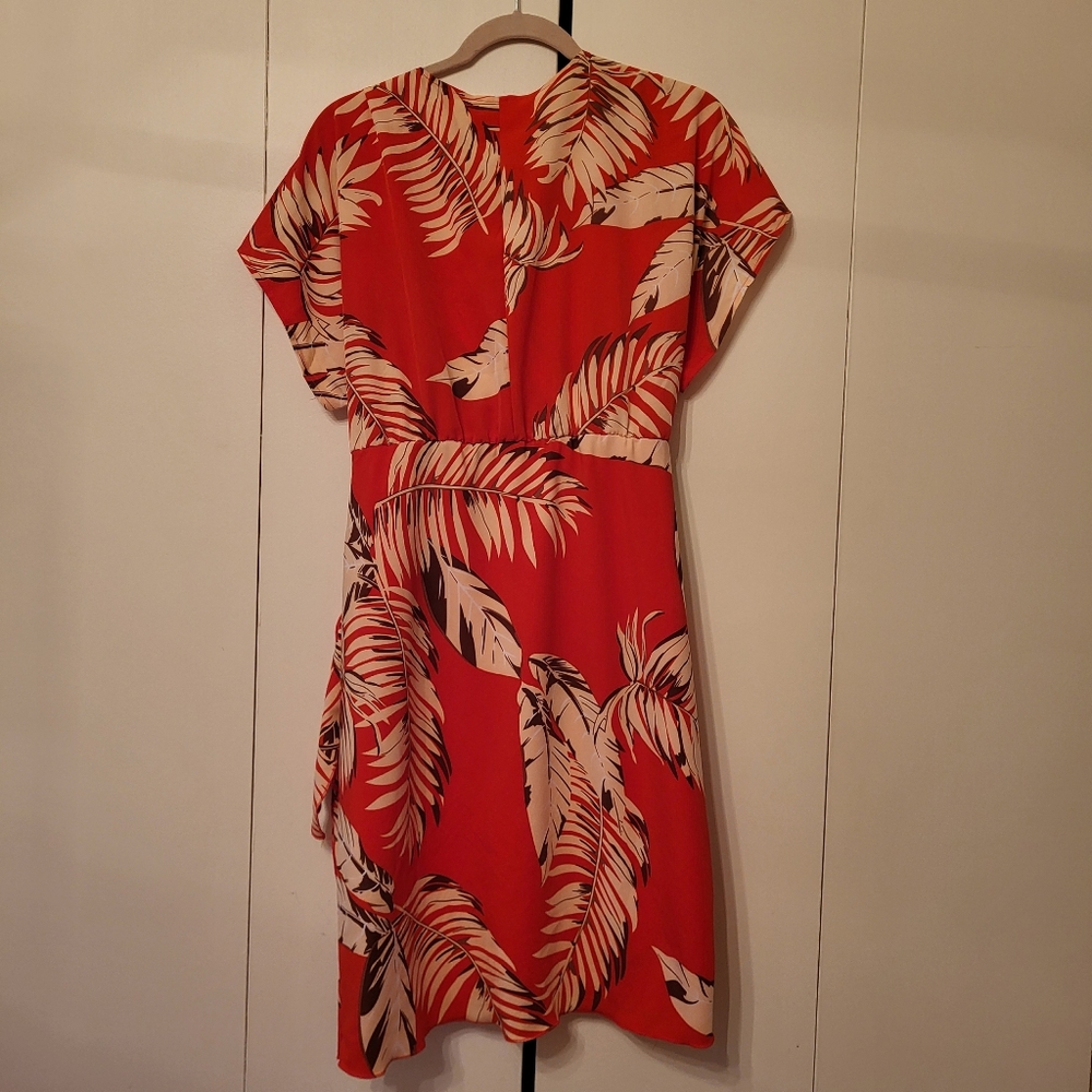 Shein Emery Rose Plus Size Wrap Front Dress Womens Size 12 (0XL) Red Orange - Picture 4 of 5